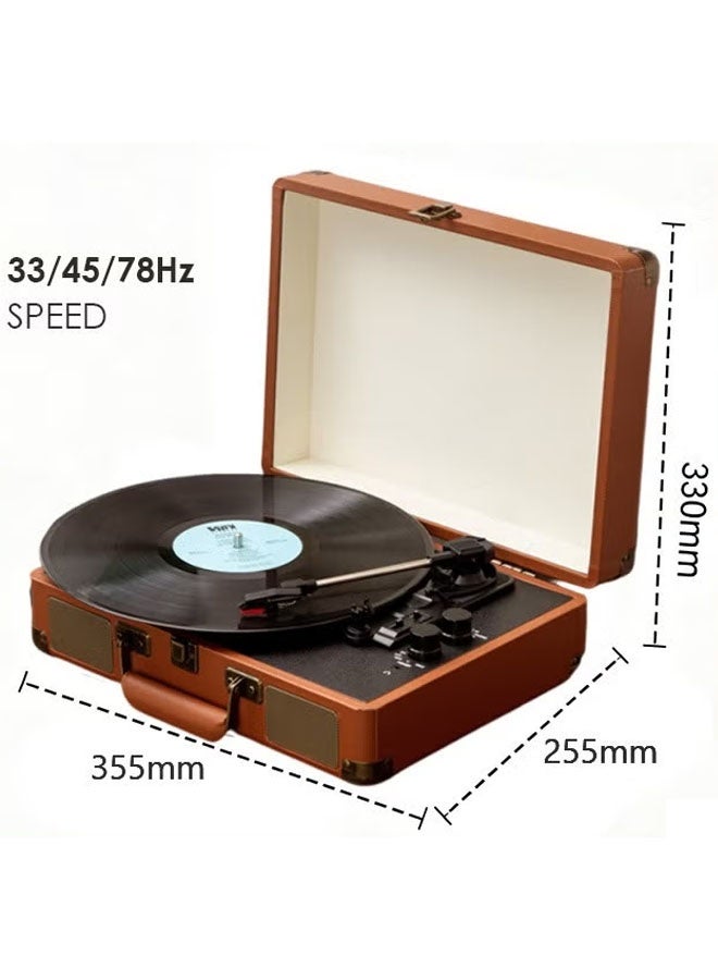 Keranixy Vinyl Record Player, Retro Turntable, 33/45/78 RPM For 7/10/12-inch Records, Vintage Gramophone With Dust Cover, Classic Music Player For Home And Office - Image 2