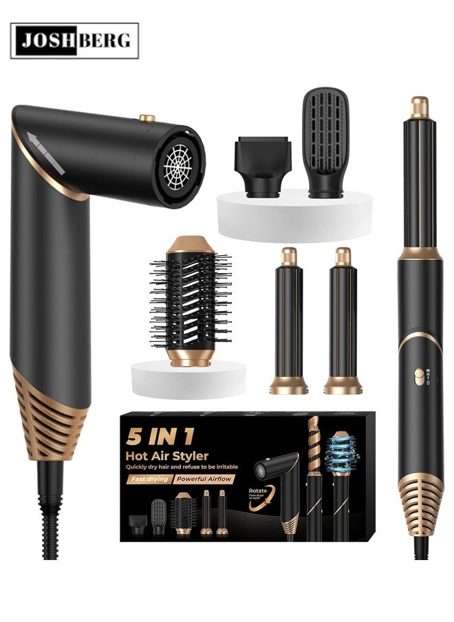 Joshberg 5 in 1 Hair Styler Brush & Hair Dryer, Hair Curler,Hot Air Brush Set,60000 RPM High Speed Multi Styler Hair Straightener,Automatic Curling hair for Fast Drying Curling Volumizing Straightening  - Image 1