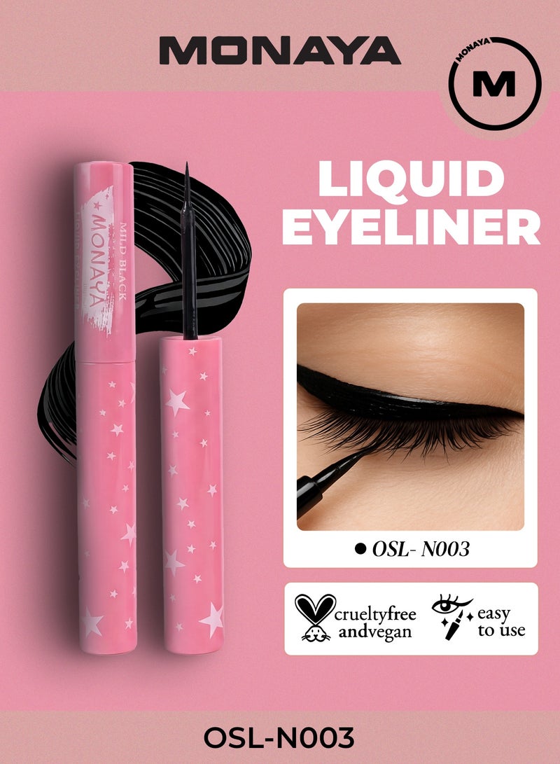 مونايا N003 السائل Eyeliner,كريمي,فوق الصبغة والماء,يخلق خطوط جريئة ومحددة, نباتية وخالية من القسوة, أسود - Image 1