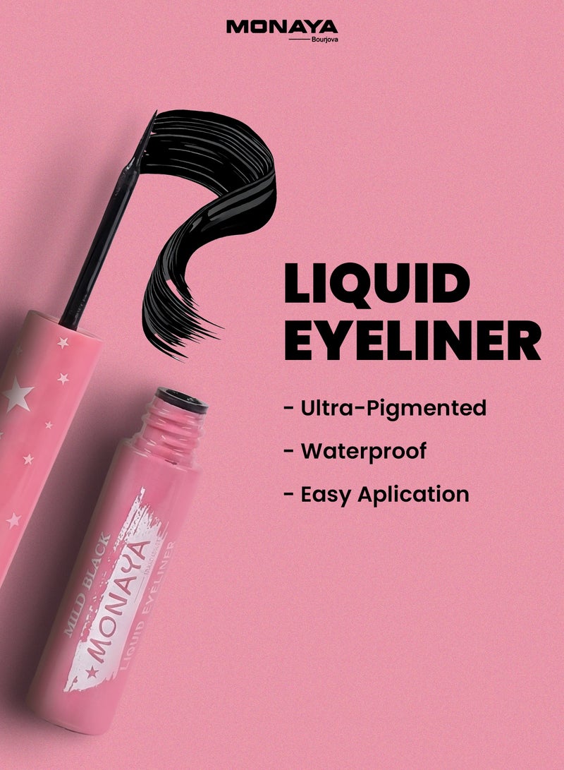 مونايا N003 السائل Eyeliner,كريمي,فوق الصبغة والماء,يخلق خطوط جريئة ومحددة, نباتية وخالية من القسوة, أسود - Image 3
