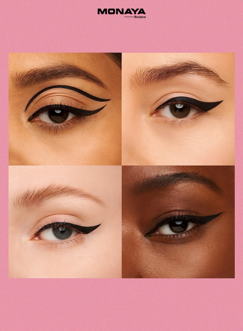 مونايا N003 السائل Eyeliner,كريمي,فوق الصبغة والماء,يخلق خطوط جريئة ومحددة, نباتية وخالية من القسوة, أسود - Image 4