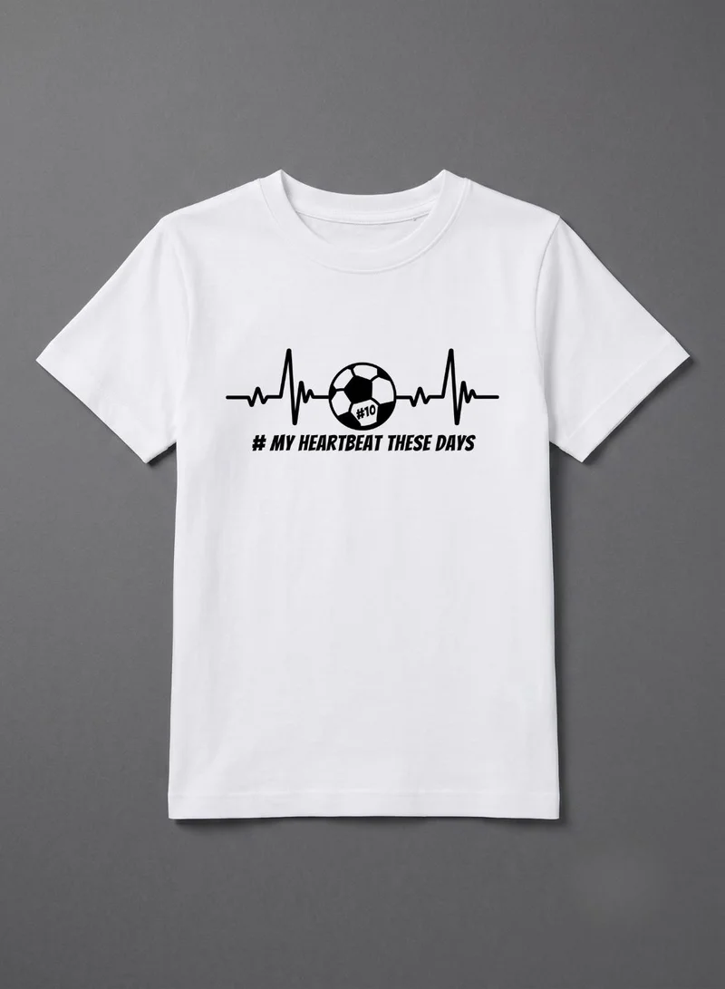 Babyqlo White Football Heartbeat Graphic Kids T-Shirt