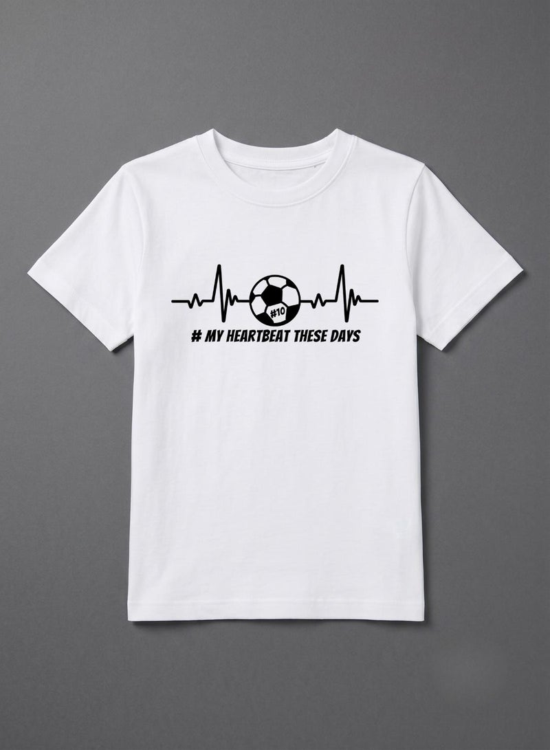 babyqlo White Football Heartbeat Graphic Kids T-Shirt - Image 2