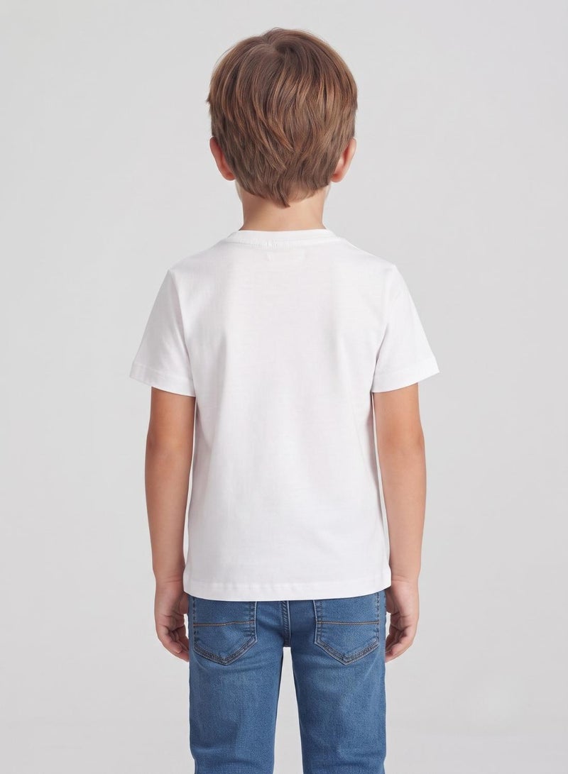 babyqlo White Football Heartbeat Graphic Kids T-Shirt - Image 3