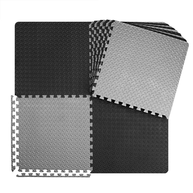 innhom Gym Flooring Mats Exercise Mat for Floor Workout Foam Tiles Home Equipment Garage 6 Black and Gray