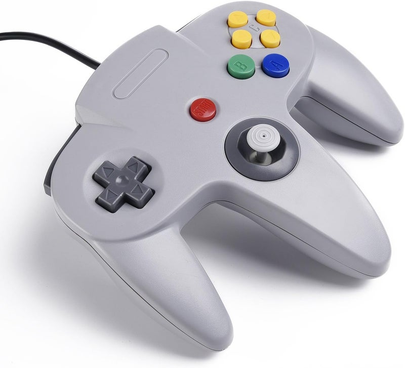 SAFFUN كلاسيكي N64 وحدة تحكم، iNNEXT N64 سلكية USB لوحة لعبة الكمبيوتر الشخصي جويستيك، N64 بت USB سلكية لعبة عصا وحدة تحكم الفرح لوحة ويندوز الكمبيوتر الشخصي ماك لينكس Raspberry Pi 3 سيغا جينيسيس هيجان (رمادي) - Image 4