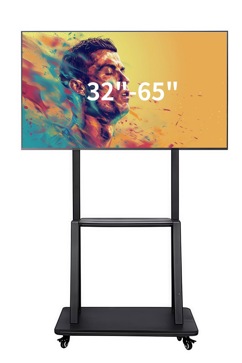 FlashHawk Mobile TV Stand with Projector and Laptop Shelf for 32-65 Inch Screens for Living Room, Bedroom and Office, Holds up to 88 lbs - Image 1