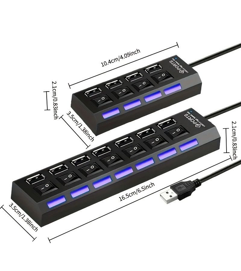 رقم الموديل: أسود لؤلؤي - محور USB 3.0 بـ 4 منافذ مع مفتاح مستقل للكمبيوتر المحمول - Image 2
