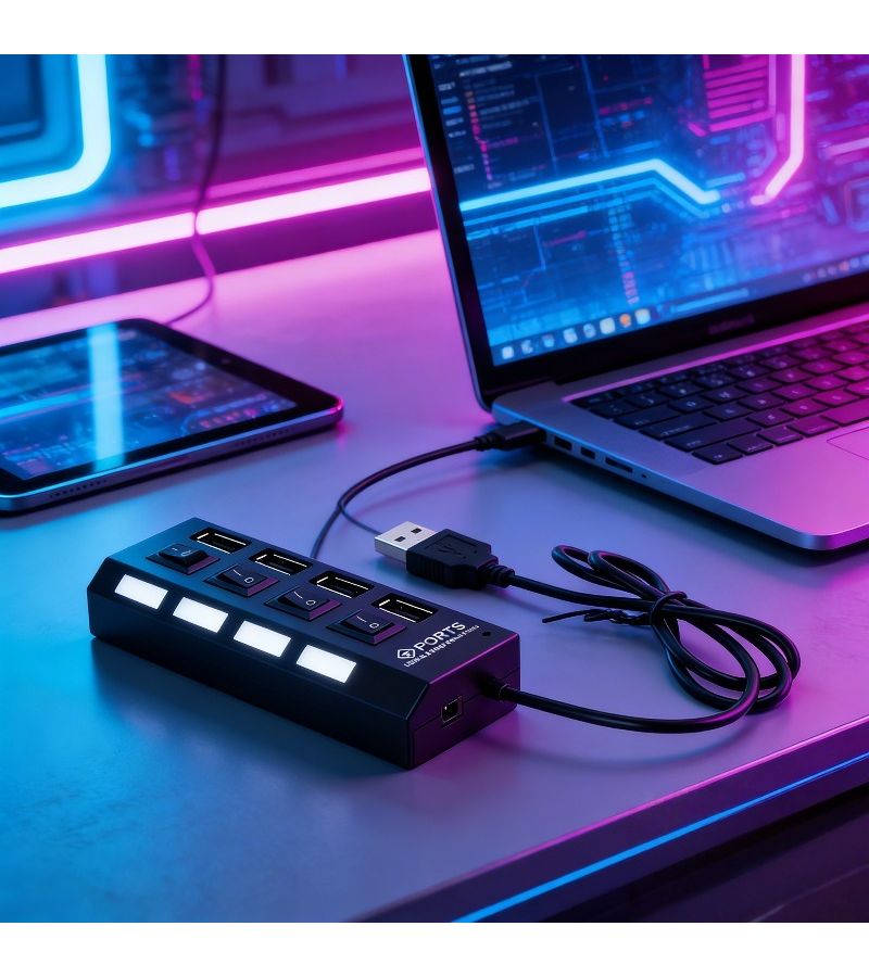 رقم الموديل: أسود لؤلؤي - محور USB 3.0 بـ 4 منافذ مع مفتاح مستقل للكمبيوتر المحمول - Image 5