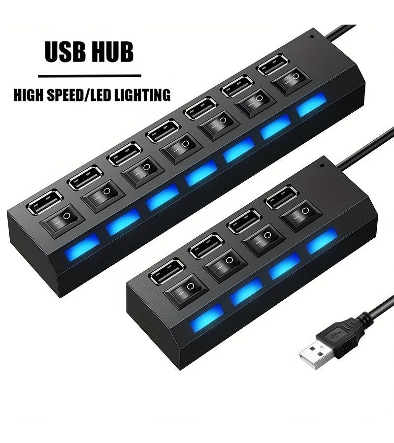 رقم الموديل: أسود لؤلؤي - محور USB 3.0 بـ 4 منافذ مع مفتاح مستقل للكمبيوتر المحمول - Image 1