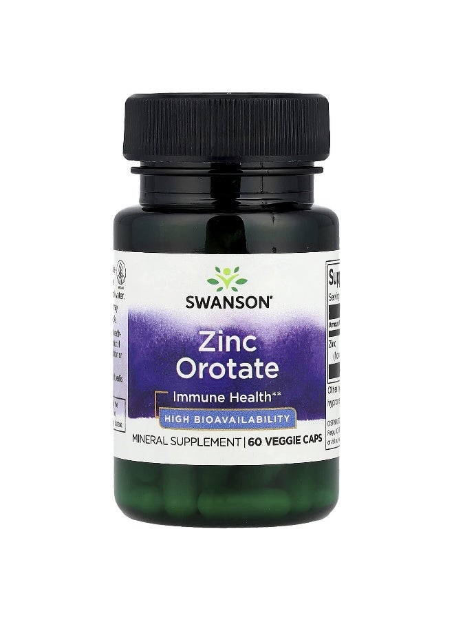 Swanson, Zinc Orotate, 10 mg, 60 Veggie Caps - Image 1