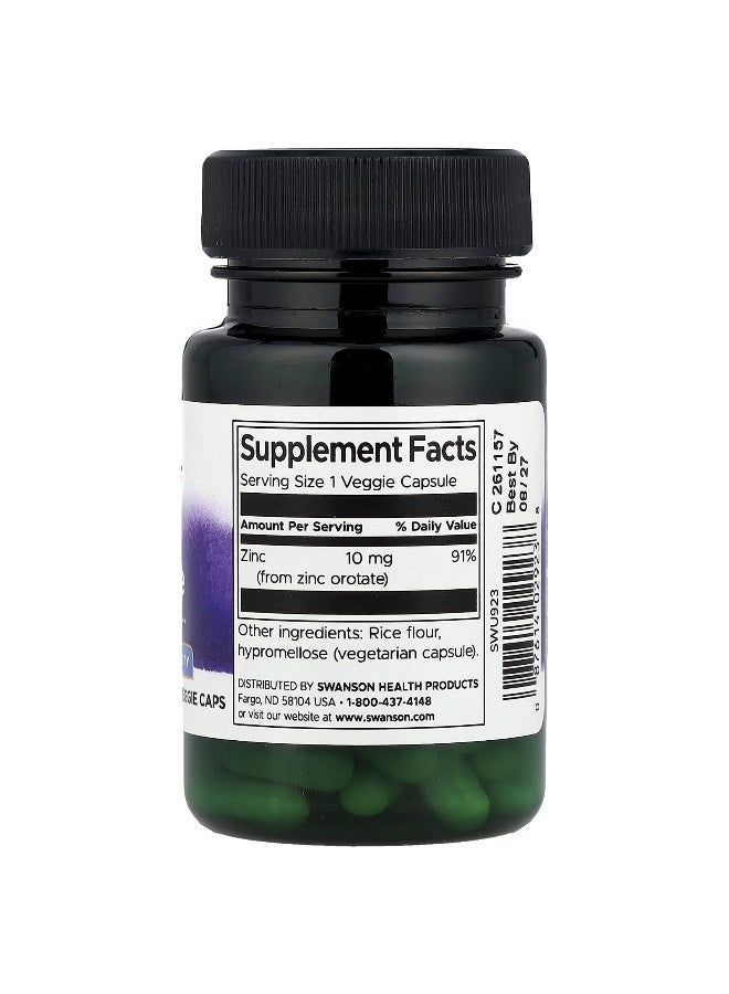 Swanson, Zinc Orotate, 10 mg, 60 Veggie Caps - Image 2
