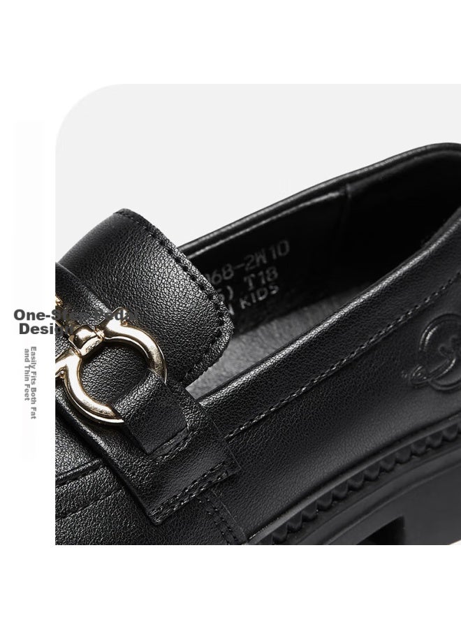 YEARCON Yierkang Black Leather Shoes For Girls, Princess Shoes, Autumn Children's Black Leather Shoes, Non-slip Student Leather Shoes, Performance Shoes, Black, Size 32 - Image 3