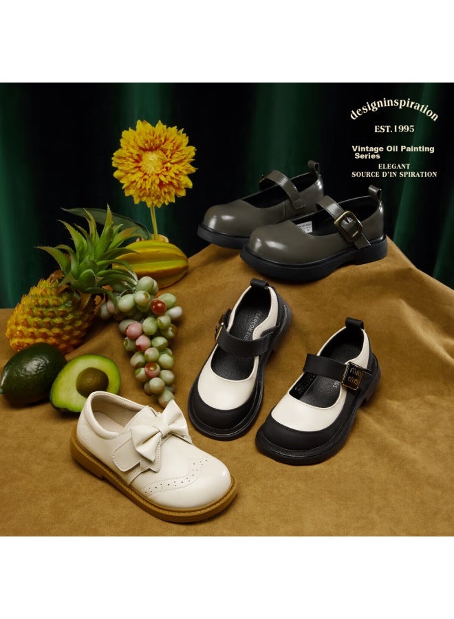 YEARCON Yierkang Black Leather Shoes For Girls, Princess Shoes, Autumn Children's Black Leather Shoes, Non-slip Student Leather Shoes, Performance Shoes, Black, Size 32 - Image 5