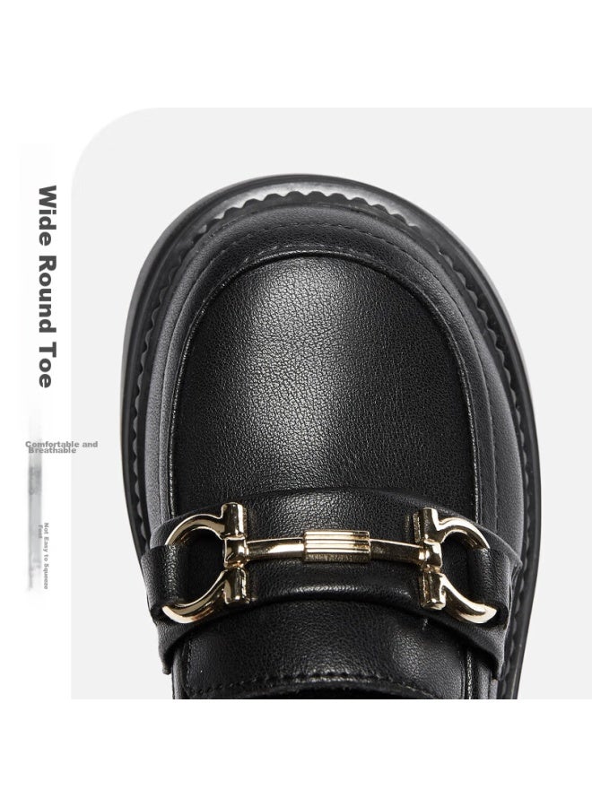 YEARCON Yierkang Black Leather Shoes For Girls, Princess Shoes, Autumn Children's Black Leather Shoes, Non-slip Student Leather Shoes, Performance Shoes, Black, Size 32 - Image 2