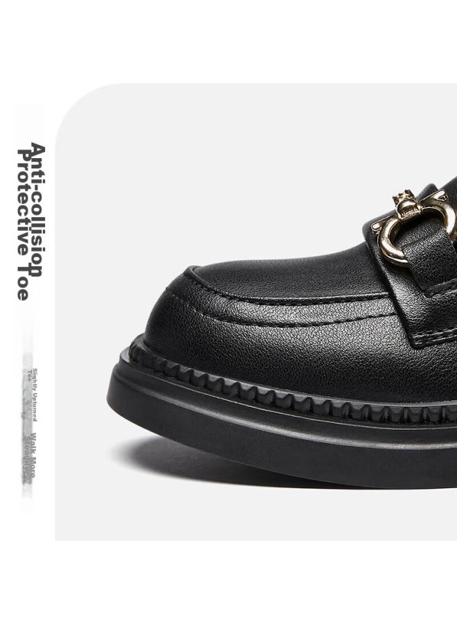 YEARCON Yierkang Black Leather Shoes For Girls, Princess Shoes, Autumn Children's Black Leather Shoes, Non-slip Student Leather Shoes, Performance Shoes, Black, Size 32 - Image 4