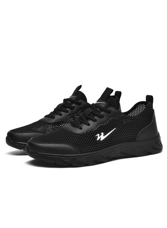 Double Star Eight Special Running Shoes Men's Summer Mesh Breathable Shoes Men's Hollowed-out All-match Work Sports Shoes All Black Size 43 - Image 4