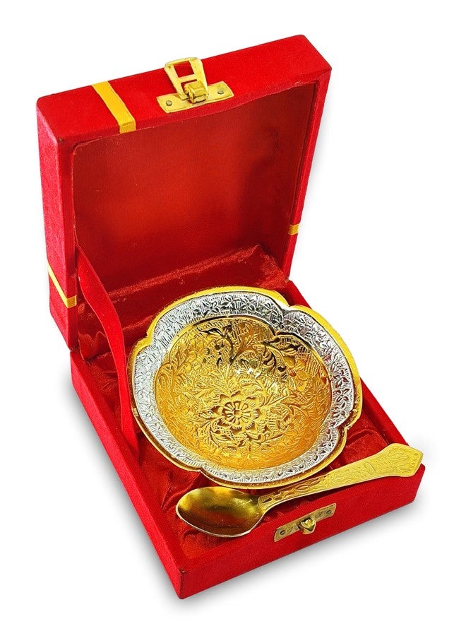 NOBILITY Bowl Spoon Set Silver Plated Light Weight with Red Box Diwali Christmas Eid Wedding Return Friends Family Corporate Home Decoration Gift Items Dessert Dry Fruits Serving Gifts - Image 1