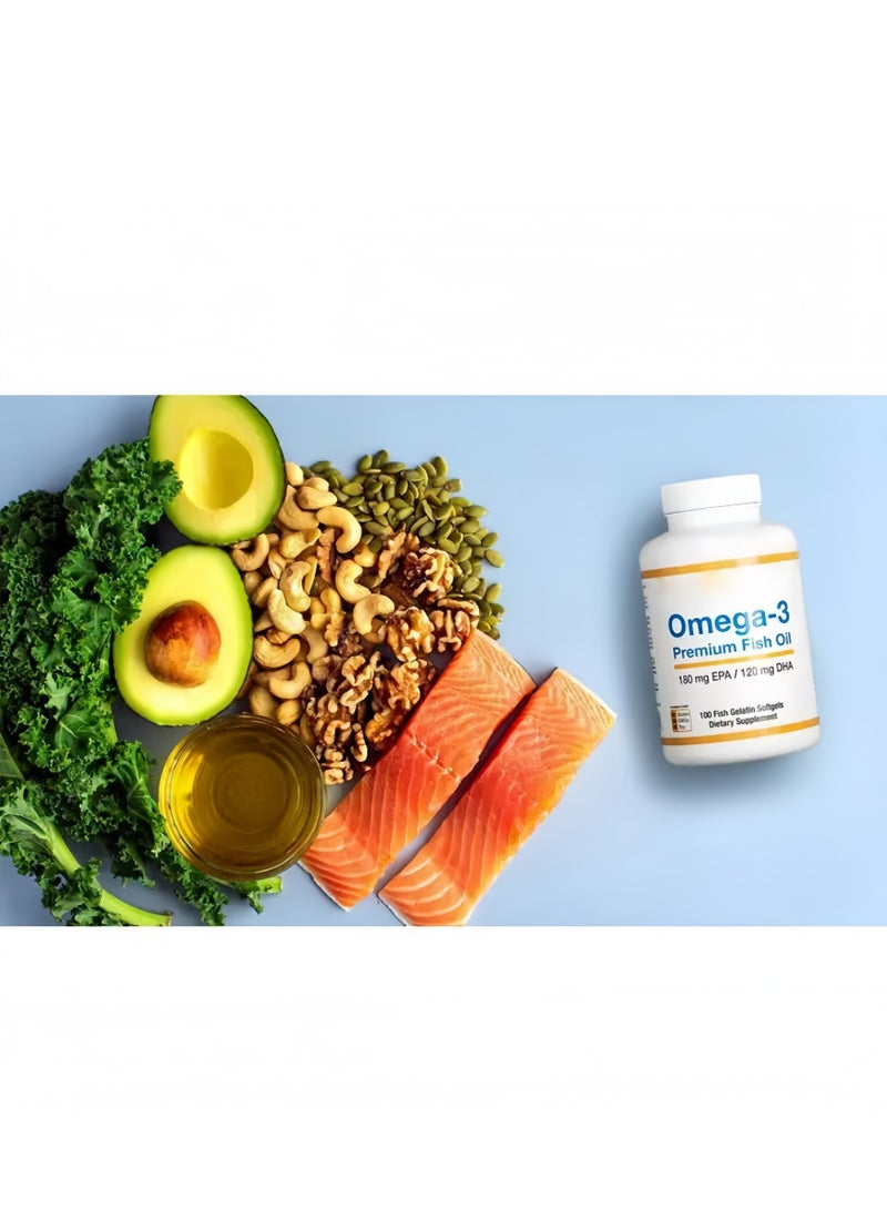 Omega Premium Omega-3 Fish Oil Concentrated Formula with EPA and DHA for Optimal Lipid Profile and Immune Support - Gluten-Free, 100 Fish Gelatin Softgels - Image 2