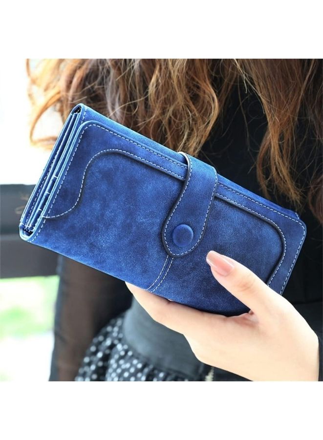 Women's Nubuck Leather Long Purse with Card Slots, Coin Pocket, and Retro Card Holder - Stylish Clutch & Wallet for Maximum Organization for Ladies - Image 2