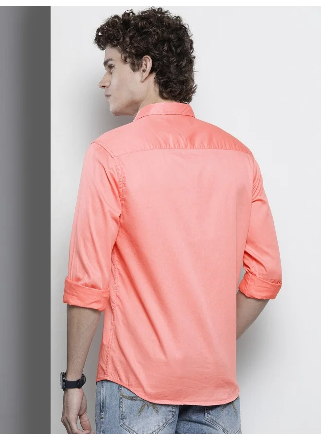 شركة المرآب الهندية Pink Regular Fit Casual Embroidered Shirt