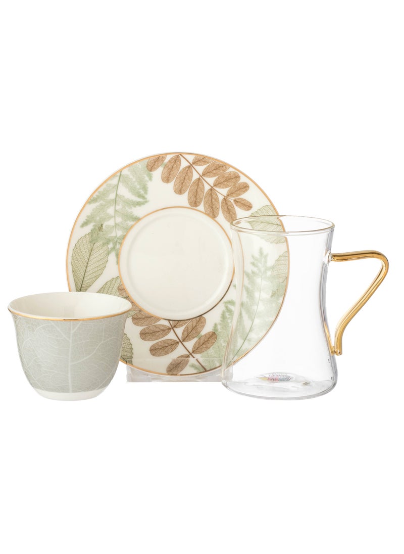 Dania Saudi porcelain and glass tea and coffee set, 18 pieces  - Image 1