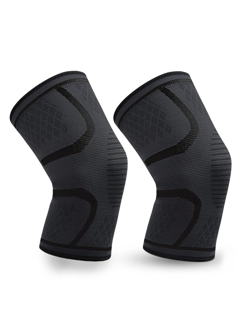 Goolsky - Knee Brace 2 Pack Knee Compression Sleeve Support for Men & Women Weightlifting, Gym, Workout, Hiking, Sports (Large) - Image 1