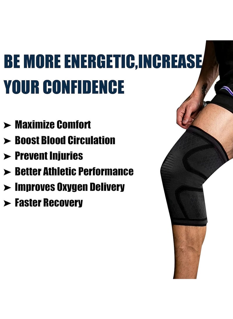 Goolsky - Knee Brace 2 Pack Knee Compression Sleeve Support for Men & Women Weightlifting, Gym, Workout, Hiking, Sports (Large) - Image 1