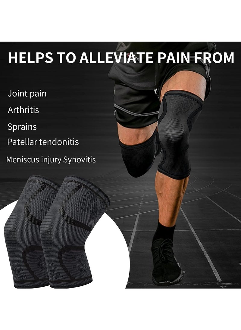Goolsky - Knee Brace 2 Pack Knee Compression Sleeve Support for Men & Women Weightlifting, Gym, Workout, Hiking, Sports (Large) - Image 1