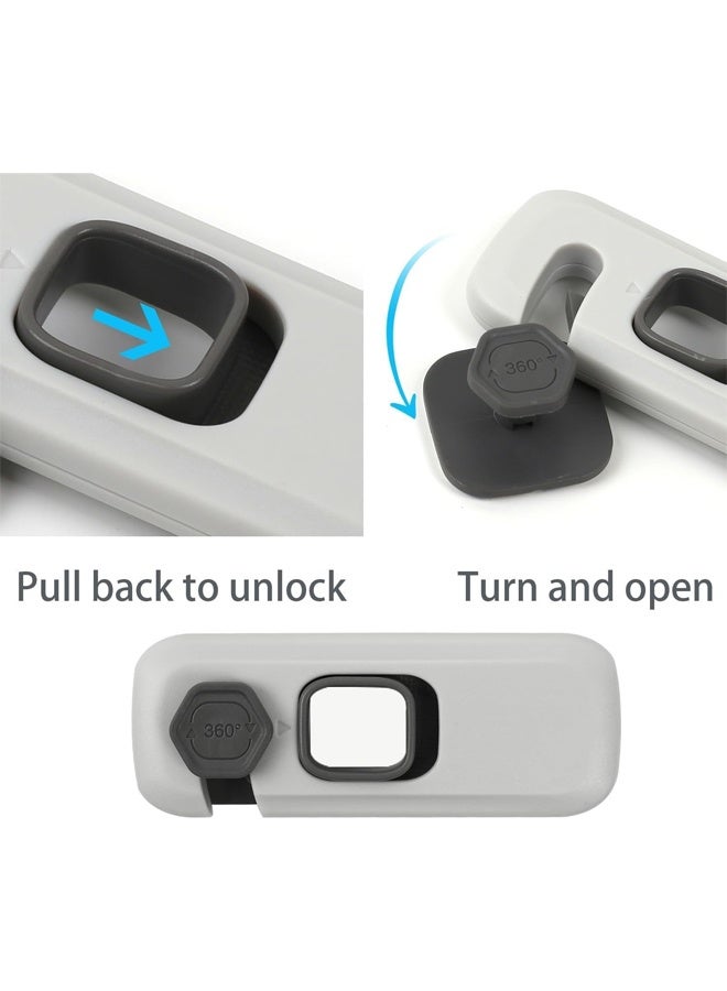 DUNISO قفل ثلاجة مقاوم للأطفال 2 حزمة، أقفال ثلاجة للأطفال مع لاصقات لاصقة، أقفال أمان للأطفال للثلاجات، الخزائن، الأدراج، الأبواب المزدوجة والمزيد (رمادي) - Image 4