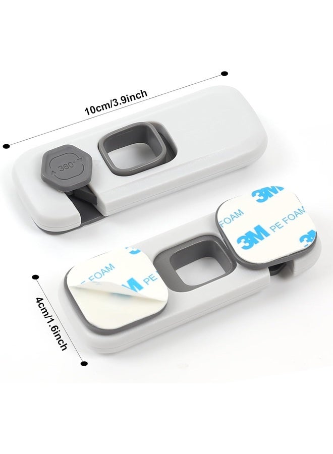 DUNISO قفل ثلاجة مقاوم للأطفال 2 حزمة، أقفال ثلاجة للأطفال مع لاصقات لاصقة، أقفال أمان للأطفال للثلاجات، الخزائن، الأدراج، الأبواب المزدوجة والمزيد (رمادي) - Image 2