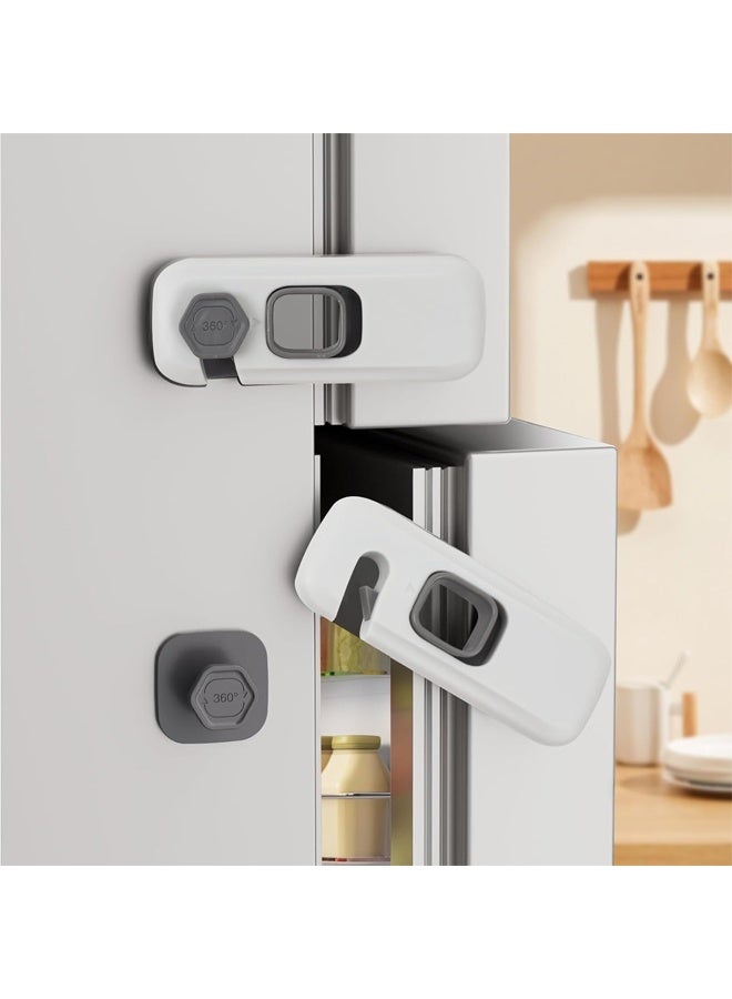 DUNISO قفل ثلاجة مقاوم للأطفال 2 حزمة، أقفال ثلاجة للأطفال مع لاصقات لاصقة، أقفال أمان للأطفال للثلاجات، الخزائن، الأدراج، الأبواب المزدوجة والمزيد (رمادي) - Image 1