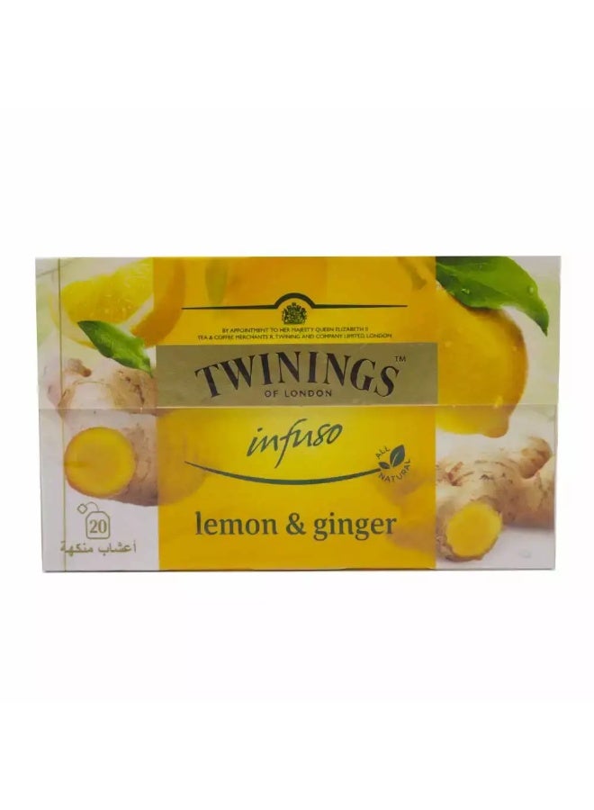 Twinings Of London Infuso Lemon & Ginger, 20 Tea Bags in one Pack - Image 2