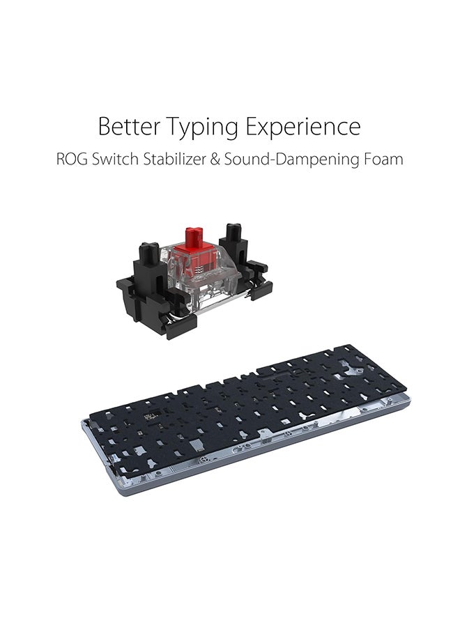 ASUS ROG Falchion Ace 65% RGB Compact Gaming Mechanical Keyboard, Lubed ROG NX Red Switches And Switch Stabilizers, Sound-Dampening Foam, PBT Keycaps, Wired with KVM, Three Angles, Cover Case - Image 4