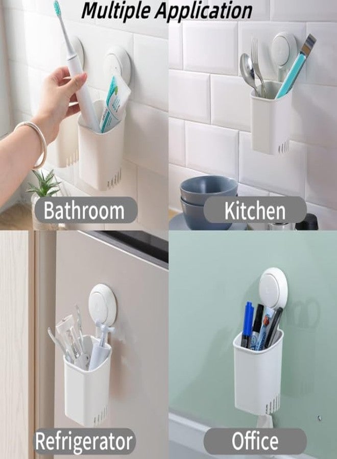 HOME&I Suction Cup Toothbrush Holder for Shower Wall, Drill-Free Self-Draining Bathroom Organizer, Removable Wall Mounted Storage for Toothpaste, Razor & Accessories - Image 3