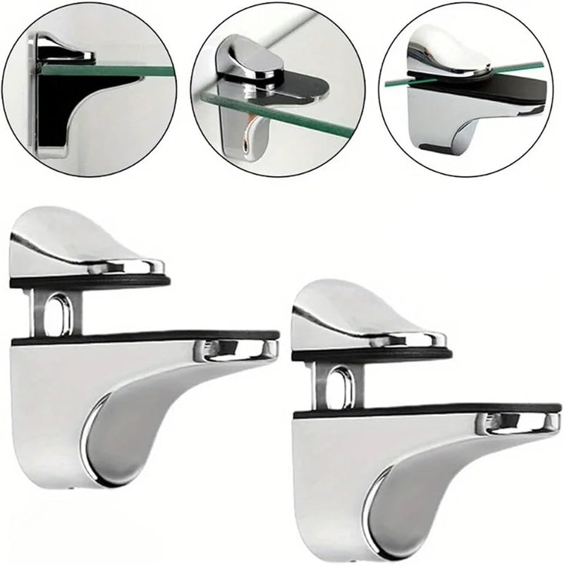 Adjustable Glass Clamp Brackets With Anti Slip Pads Wood Shelf Support Clips A Style Black 8pcs - Image 4
