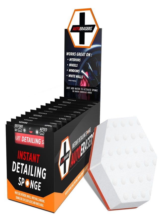 AutoERASERS™ Instant Detailing Sponge, Premium Pre-Moistened Dual-Sided Auto Cleaning Sponge with Shammy (12 Pack) - Image 1