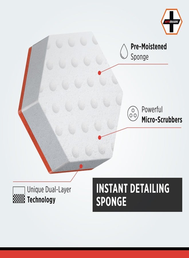 AutoERASERS™ Instant Detailing Sponge, Premium Pre-Moistened Dual-Sided Auto Cleaning Sponge with Shammy (12 Pack) - Image 3