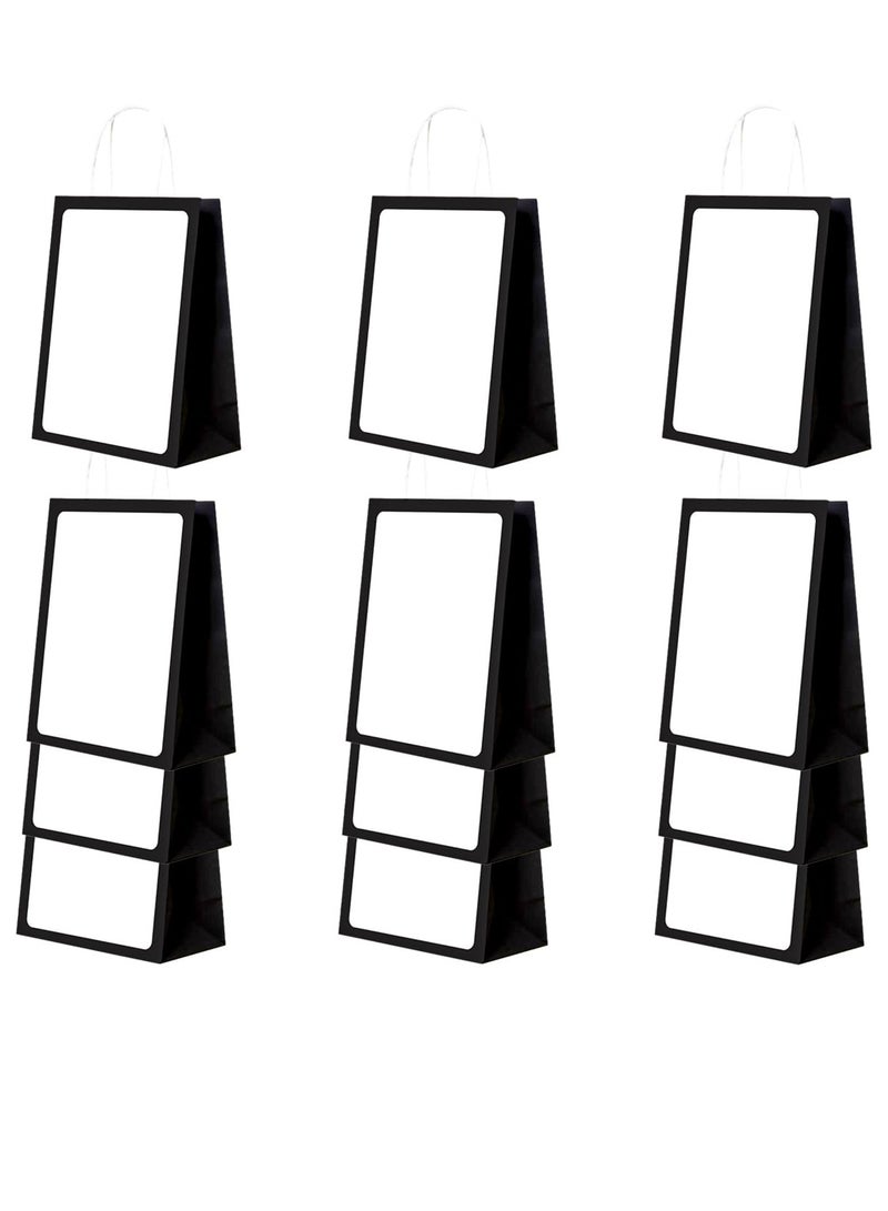 Zikra 12PCS Party Paper Bags with Handles, Black Small Party Gift Bags, Coloured Paper Bags Thick Kraft Bags for Kids Adults Shopping Bags, Sweet Gift Bags for Presents Birthday (21x15x8cm) - Image 1