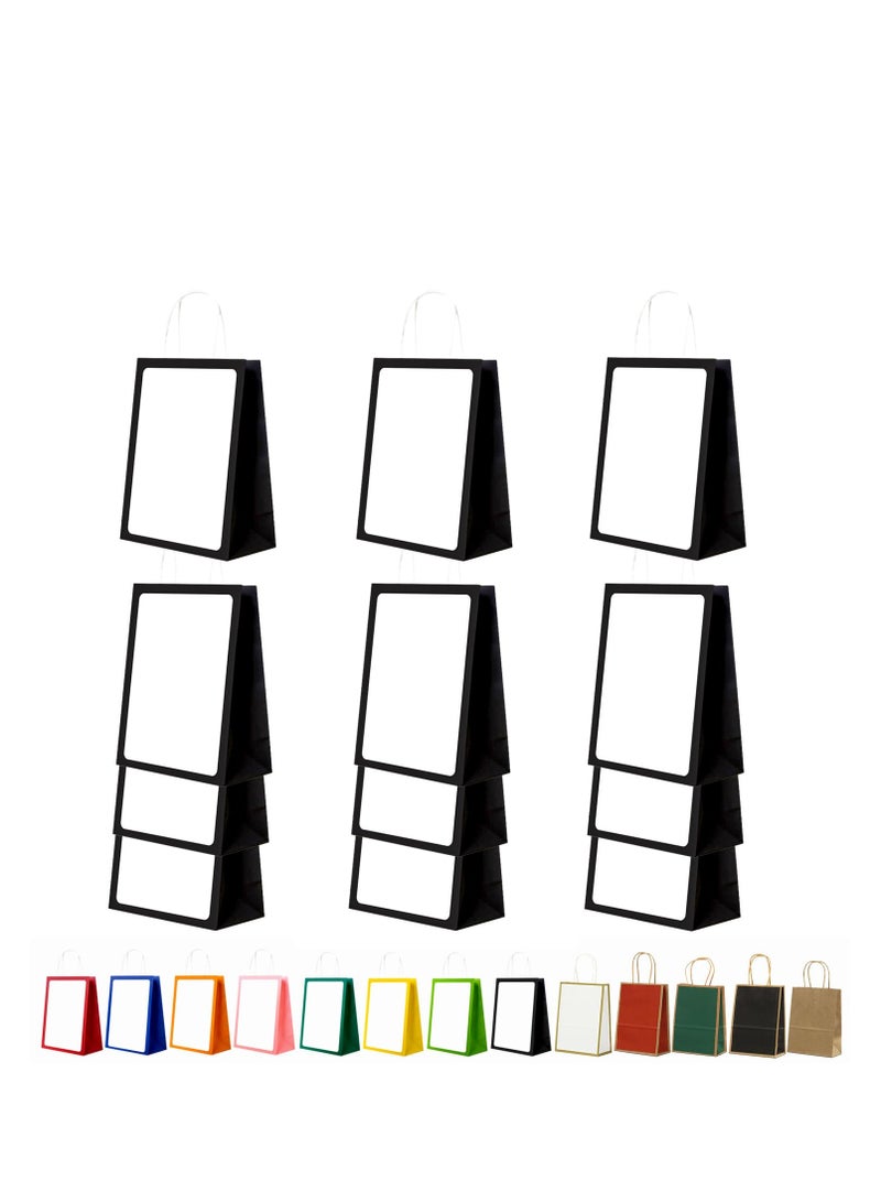 Zikra 12PCS Party Paper Bags with Handles, Black Small Party Gift Bags, Coloured Paper Bags Thick Kraft Bags for Kids Adults Shopping Bags, Sweet Gift Bags for Presents Birthday (21x15x8cm) - Image 2