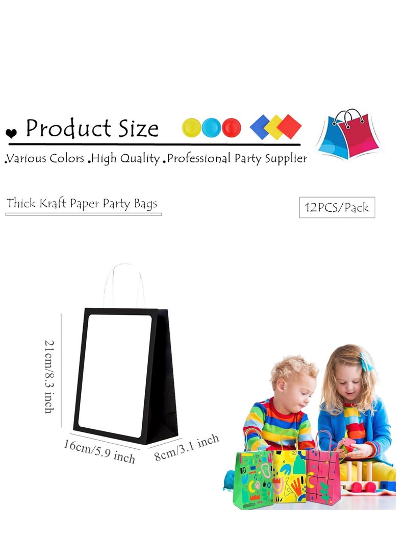 Zikra 12PCS Party Paper Bags with Handles, Black Small Party Gift Bags, Coloured Paper Bags Thick Kraft Bags for Kids Adults Shopping Bags, Sweet Gift Bags for Presents Birthday (21x15x8cm) - Image 3