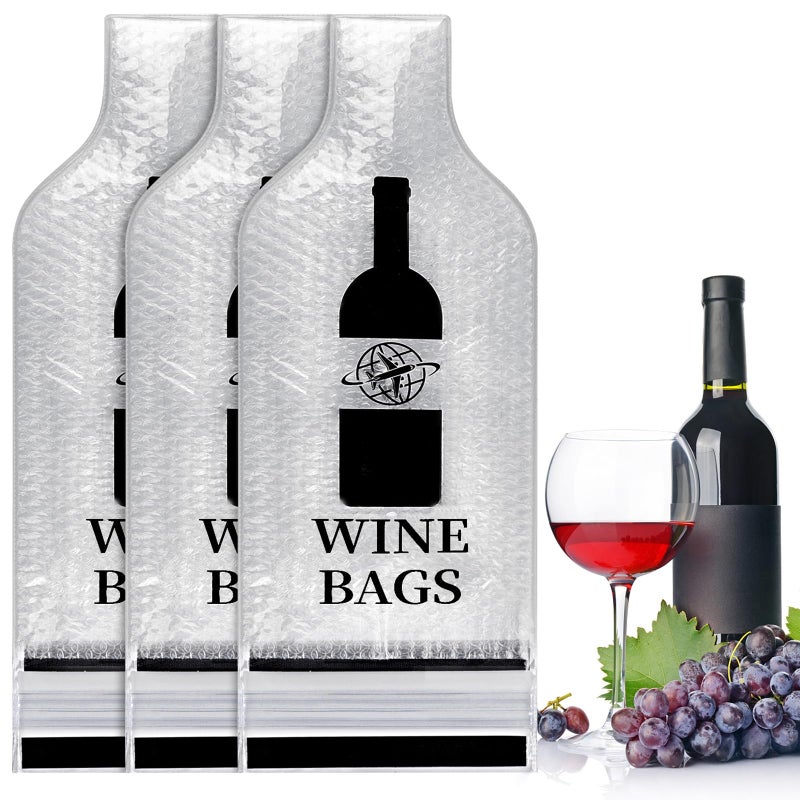 Wine Bags for Travel 3 Set Reusable Wine Bottle Travel Protector Bags Double Layer Leak Proof Wine Travel Bags for Wine Bottles Airplane Car Cruise Safety Impact Resist Wine Sleeves for Suitcase