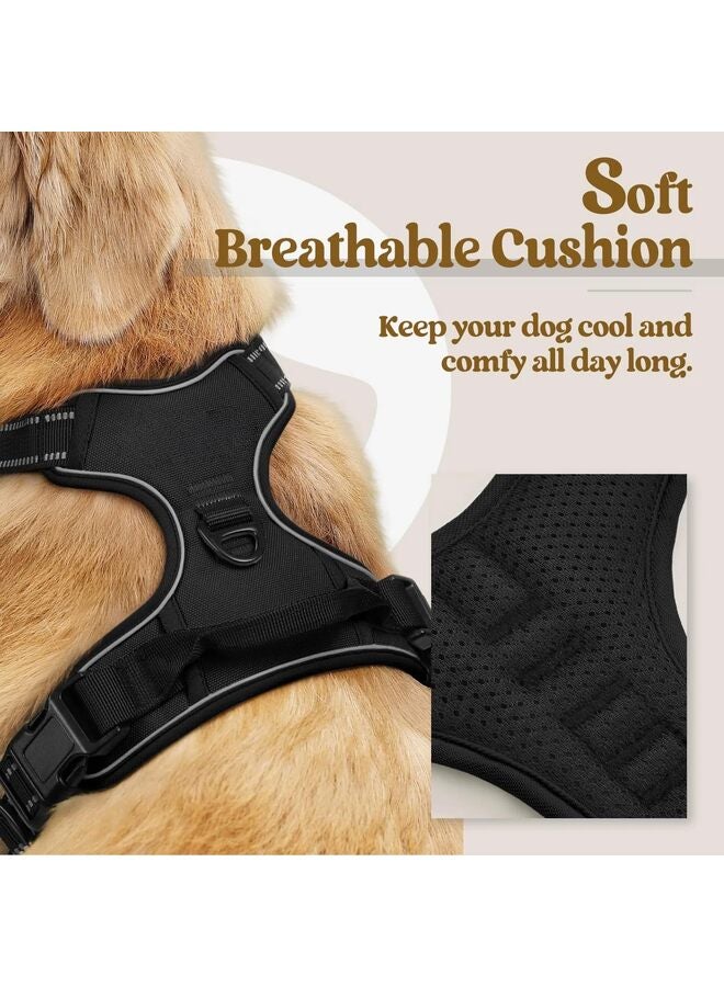 سرج للكلاب، مبطن ناعم وقابل للتعديل بواسطة شريط لاصق، يمنع الاختناق، مزود بمقبض تحكم سهل للكلاب الكبيرة، أسود، مقاس متوسط - Image 2