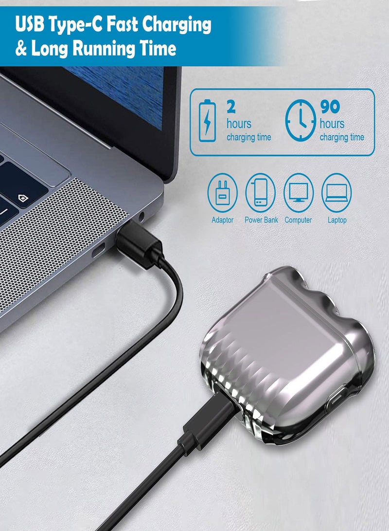 SYOSI ماكينة حلاقة كهربائية صغيرة للرجال، ماكينة حلاقة محمولة للسفر، ماكينة حلاقة كهربائية صغيرة بحجم الجيب بمنفذ USB من النوع C مع 3 رؤوس حلاقة دوارة، ماكينة حلاقة لاسلكية تعمل بالبطارية للرجال لحلاقة اللحية - Image 5