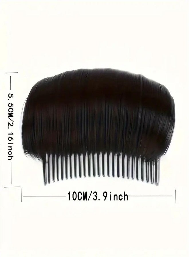 Ashkash 2PC Invisible Fluffy Synthetic False Volume Bump It Up Hairstyle Clip Bun Maker For Women, Volume Insert Hair Bump Up Tool For Short Long Hair DIY Hair Accessories (Black & Brown) - Image 5
