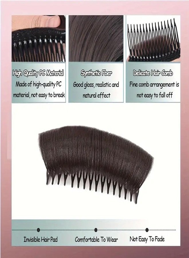 Ashkash 2PC Invisible Fluffy Synthetic False Volume Bump It Up Hairstyle Clip Bun Maker For Women, Volume Insert Hair Bump Up Tool For Short Long Hair DIY Hair Accessories (Black & Brown) - Image 4