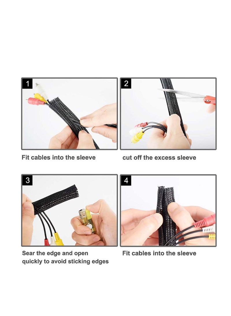 SYOSI - Cord Protector, Cable Sleeve, Cable Organizer, Cord Management, Cable Sleeve Split Sleeving, Protect Cat From Chewing Cords, for Desk TV Computer, Wire Protector Cable, for Home Office - Image 1