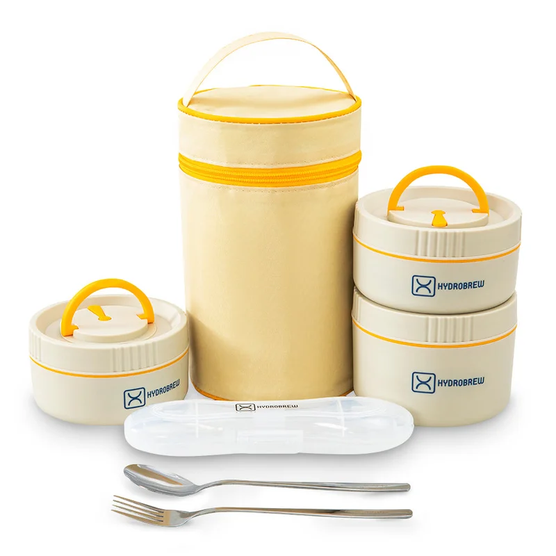 Hydrobrew Hydrobrew Trio Deck Lunch Box with Cutlery - Opal Cream