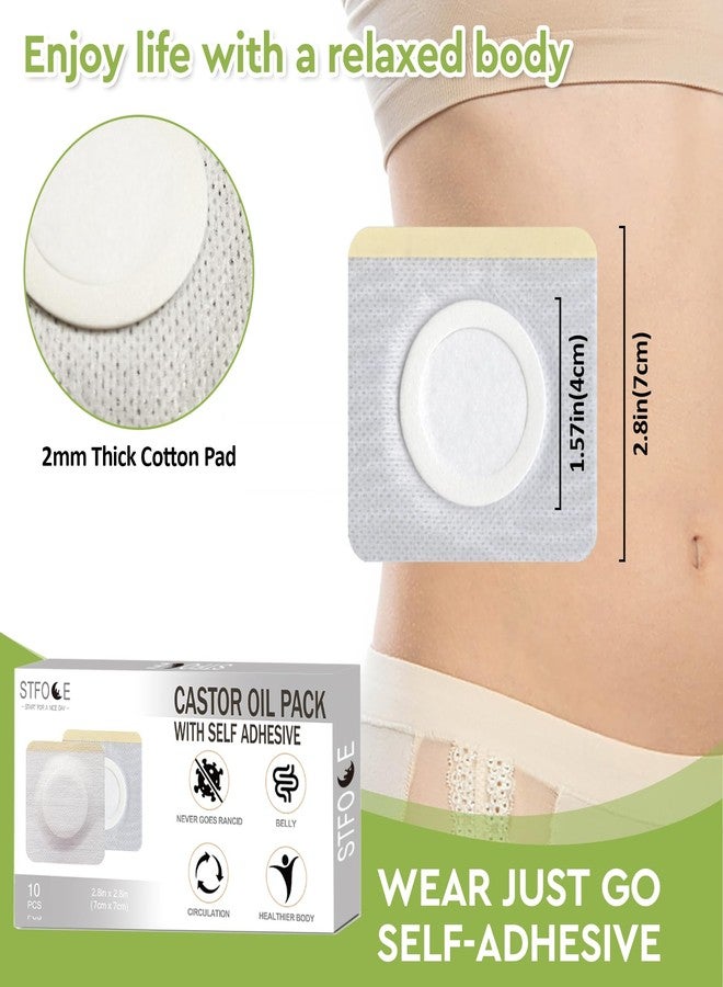 STFOCE 10pcs Castor Oil Pack Wrap, Disposable Castor Oil Pack for Belly Button, Organic Cotton Pad Self-Adhesive, Highly Absorbent, No Leakage, No Wash, Portable(White) - Image 5