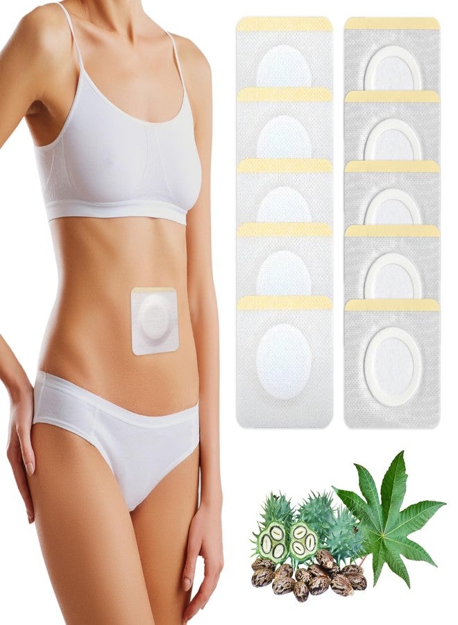 STFOCE 10pcs Castor Oil Pack Wrap, Disposable Castor Oil Pack for Belly Button, Organic Cotton Pad Self-Adhesive, Highly Absorbent, No Leakage, No Wash, Portable(White) - Image 1